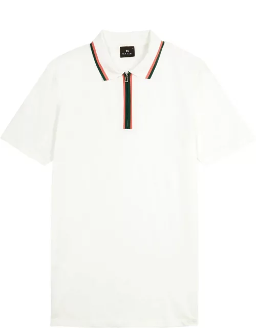PS Paul Smith Stripe-trimmed Stretch-cotton Polo Shirt - White