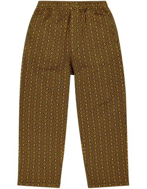 Bode Crescent Pattern-jacquard Cotton Sweatpants - Yellow