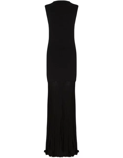Totême Panelled Knitted Plissé Maxi Dress - Black - M (UK12 / M)