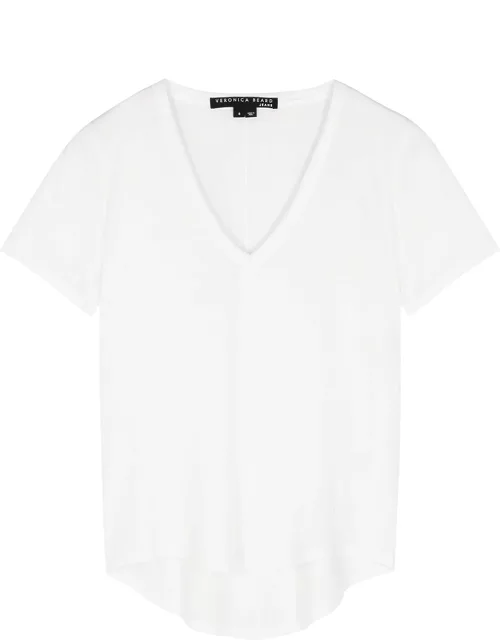 Veronica Beard Top Cindy SS Veck T-shirt - White