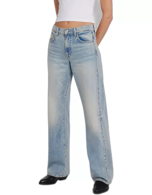 Tess Mid-Rise Straight Studded Jean