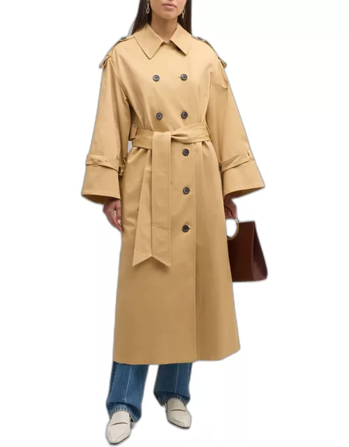 Alanis Double-Breasted Cotton Twill Trench Coat