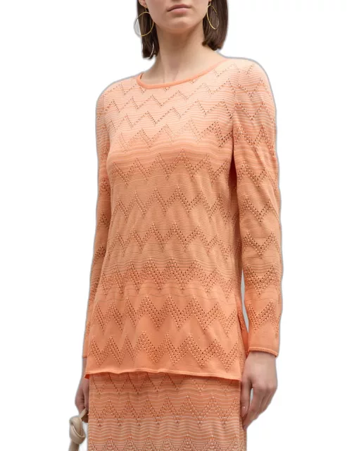 Pointelle-Knit Ombre Tunic