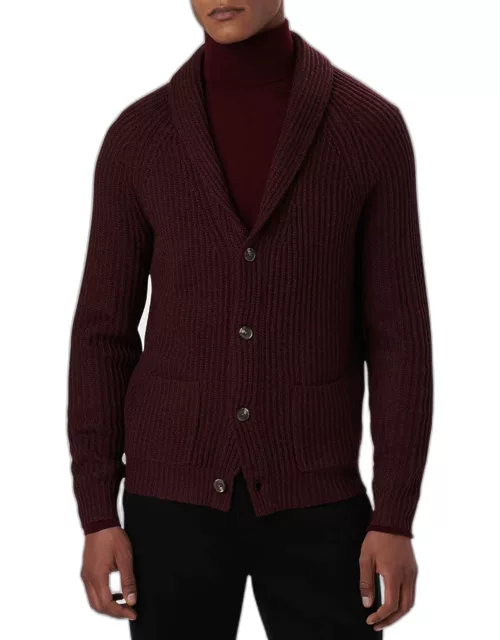 Men's Ribbed Shawl Cardigan Sweater