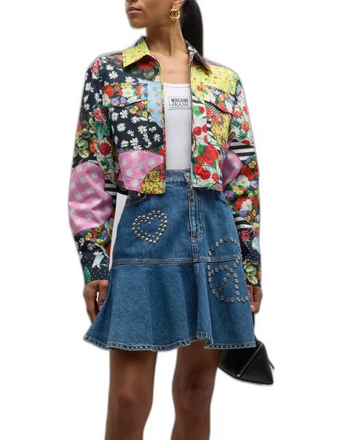 Cropped Archive-Print Jacket