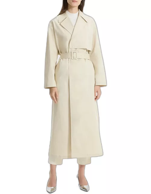 Single-Breasted Wrap Trench Coat