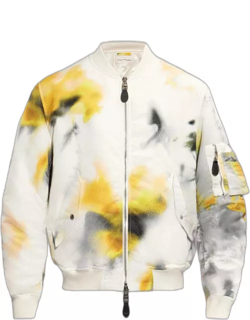 Alexander McQueen Obscured Flower Zipped Padded Bomber Jacket