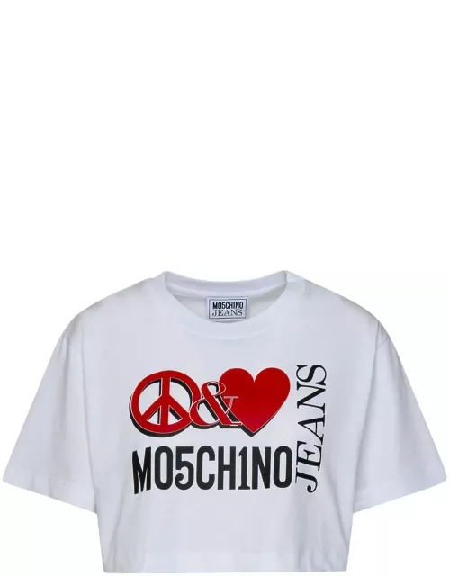M05CH1N0 Jeans Jeans Logo Printed Cropped T-shirt