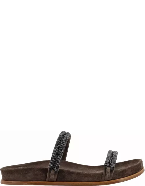 Brunello Cucinelli Double Strap Slip-on Sandal