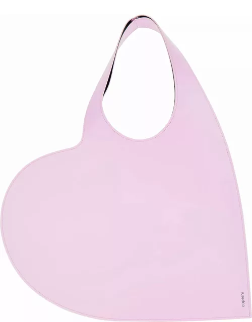 Coperni heart Pink Tote Bag With Logo Print In Leather Woman