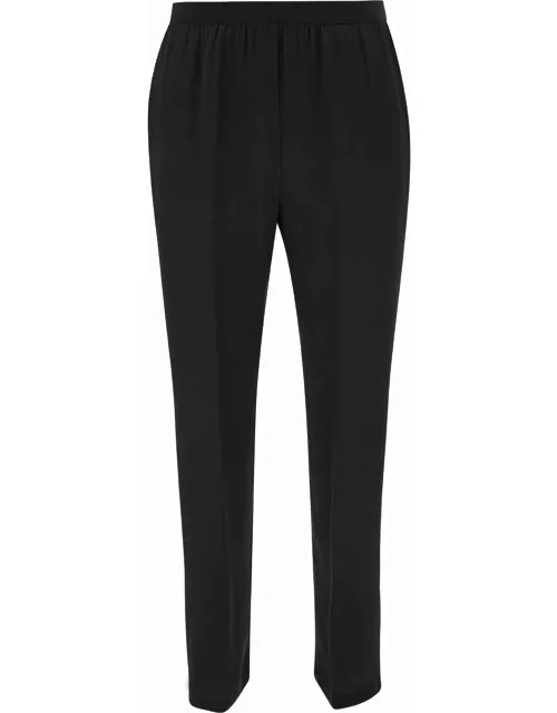 SEMICOUTURE philippa Black Pants With Elastic Waistband In Acetate Blend Woman