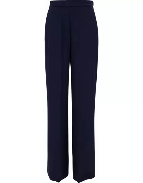 SEMICOUTURE emerson Blue Straight Loose Pants In Acetate And Silk Blend Woman