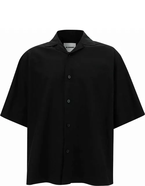 Jil Sander Black Bowling Shirt With Buttons In Lightweight Bio Cotton Man