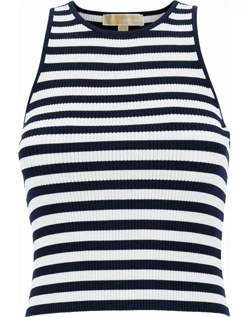 MICHAEL Michael Kors Blue And White Tank Top With Stripe Motif In Recycled Viscose Blend Woman