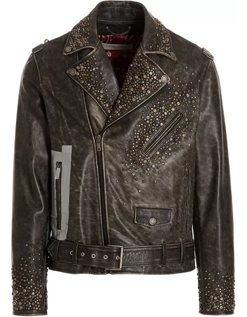 Golden Goose Distressed Leather Biker Jacket