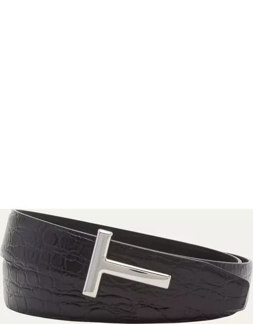 Men's Signature T Reversible Leather Belt