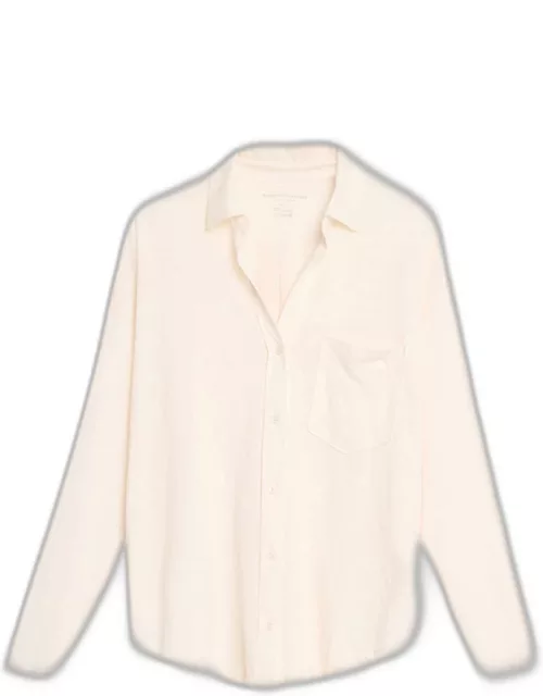 Stretch Linen Button-Front Shirt