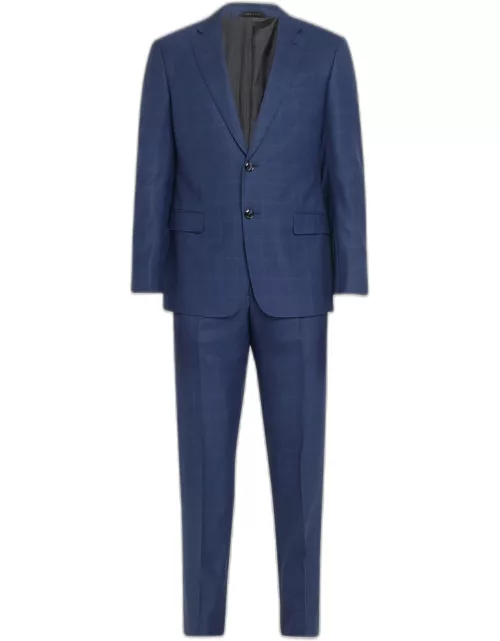 Men's Wool-Silk Windowpane Suit