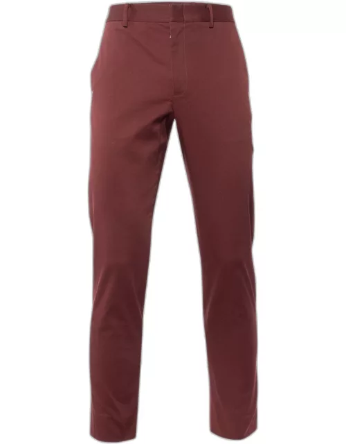Gucci Burnt Maroon Cotton Slim Fit Trousers