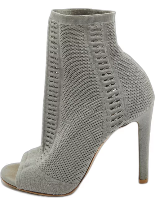 Gianvito Rossi Grey Knit Fabric Open Toe Ankle Boot