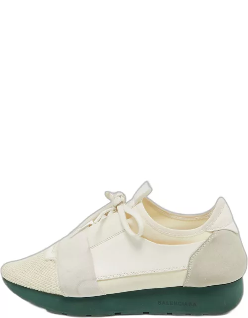 Balenciaga Off White Mesh and Leather Race Runner Sneaker