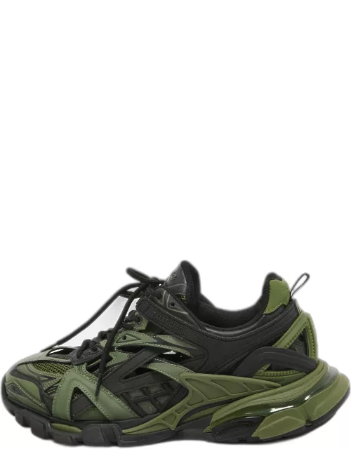 Balenciaga Green/Black Rubber and Faux Leather Track Sneaker