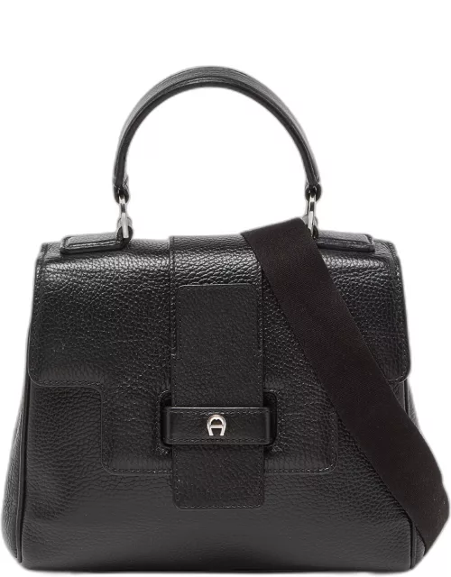 Aigner Black Leather Top Handle Bag