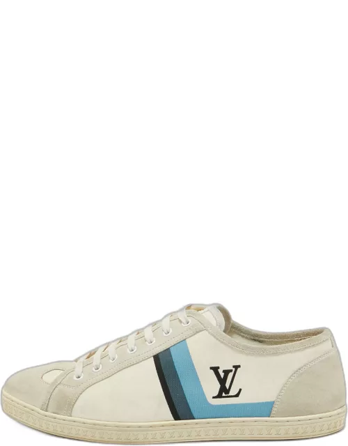 Louis Vuitton Grey/Blue Canvas and Suede Trainers Sneaker