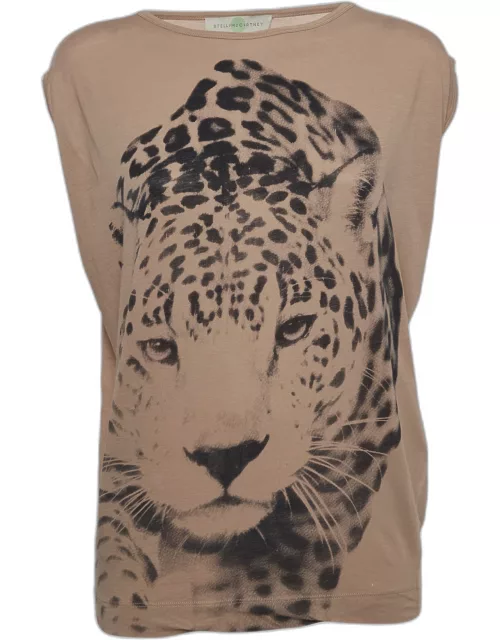 Stella McCartney Light Brown Tiger Print Sleeveless T-Shirt