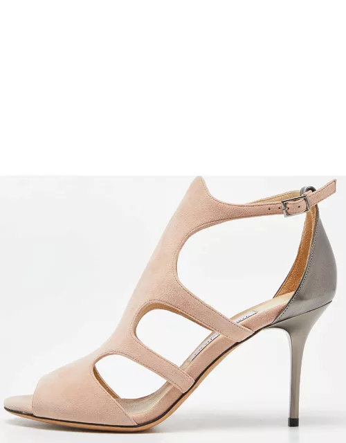 Jimmy Choo Pink Suede and Patent Leather Sandal