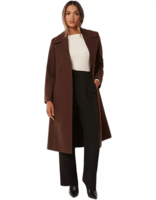 Forever New Women's Polly Petite Wrap Coat in Chocolate