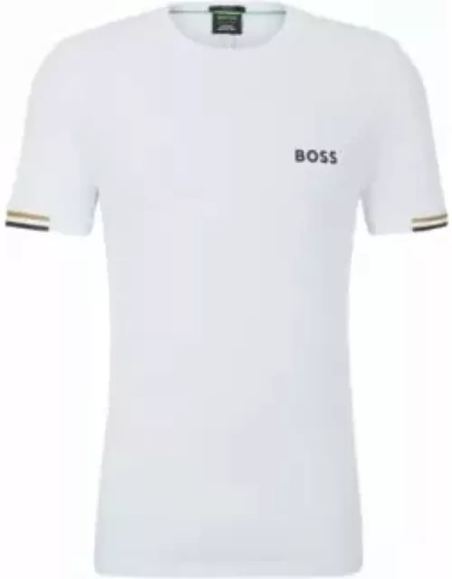 BOSS x Matteo Berrettini waffle-fabric T-shirt with signature-stripe artwork- White Men's T-Shirt