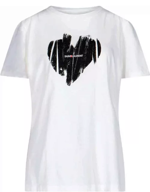 Saint Laurent 'Heart' Printed T-Shirt