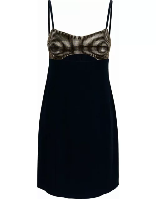 MICHAEL Michael Kors Mini Black Dress With Cut-out And Rhinestones In Stretch Fabric Woman