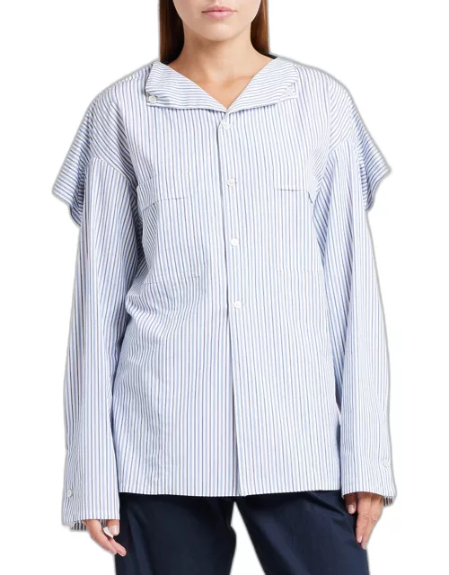 Stripe Cape-Back Shirt
