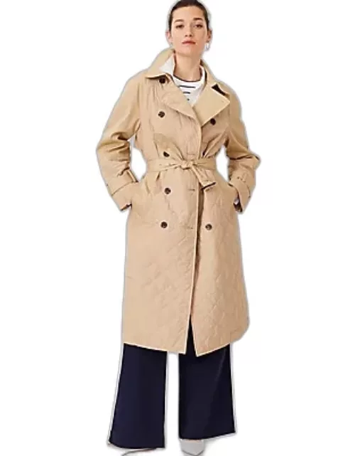 Ann Taylor AT Weekend Quilted Mixed Media Trench Coat