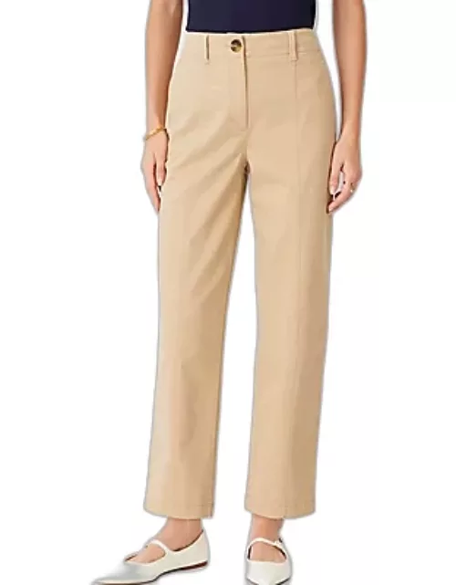 Ann Taylor AT Weekend Seamed High Rise Straight Ankle Pants in Chino