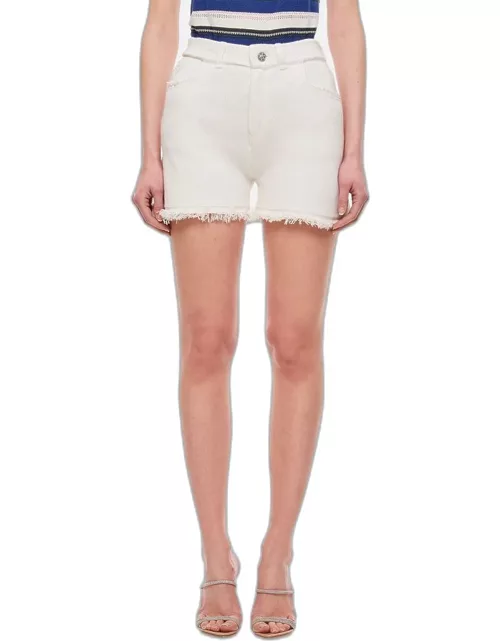 Barrie Distressed Cashmere Shorts White