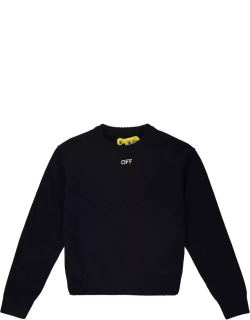 Off-White Virgin Wool Crew-neck Sweater