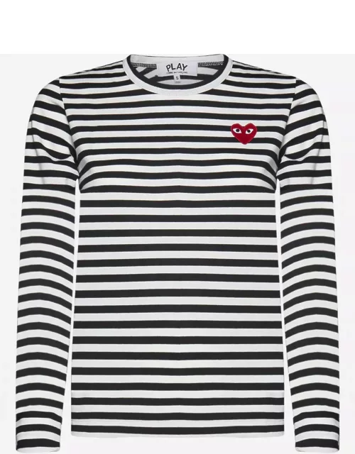 Comme des Garçons Play Patch-logo Striped Cotton T-shirt