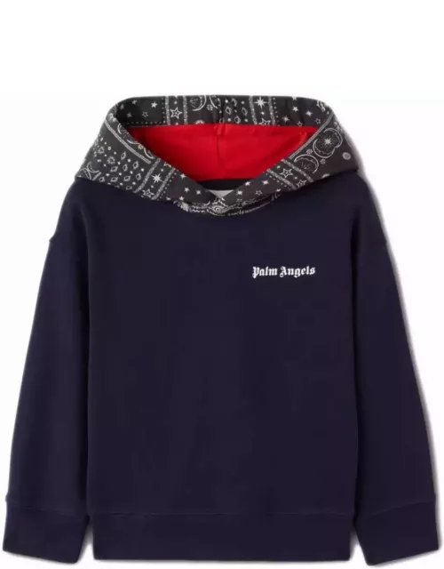 Palm Angels Pa Astro Paisley Reg.hoodie Navy Blue Wh