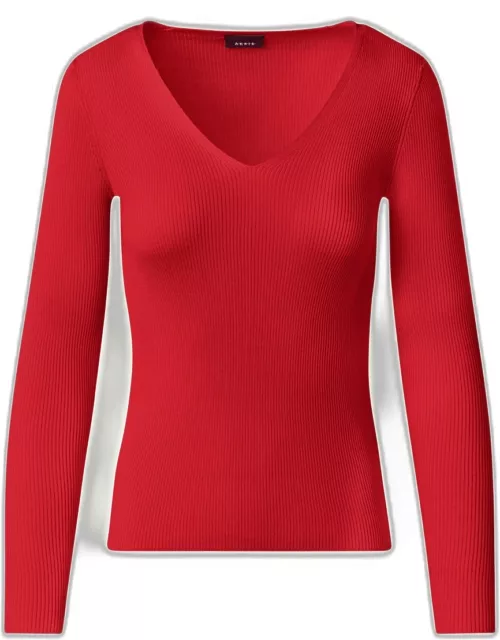 Seamless Ribbed Knit Pullover