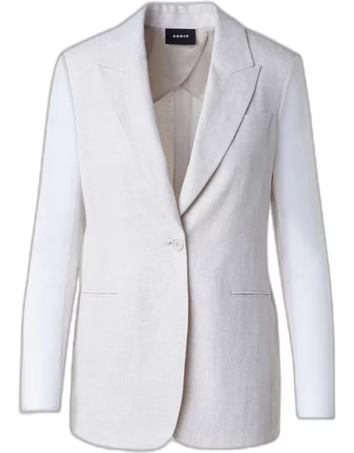 Tiziano Linen Blazer Jacket with Organza Sleeve