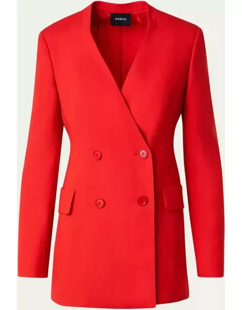 Trinity Collarless Wool Blazer Jacket