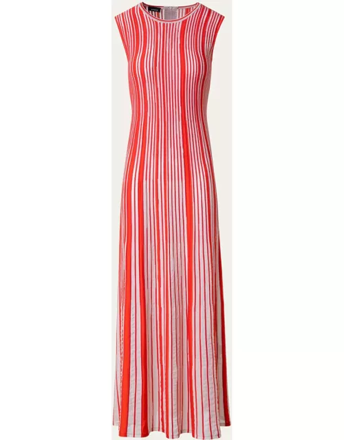 Jacquard Asagao Stripes Knit Midi Dres