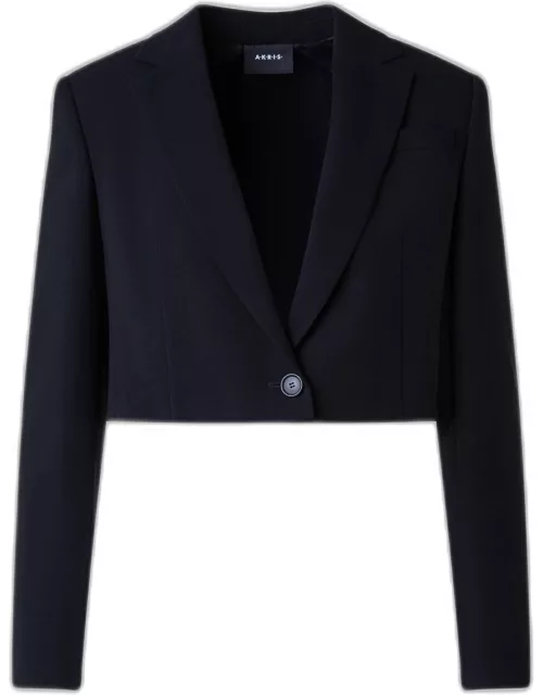 Wool-Blend Cropped Blazer Jacket