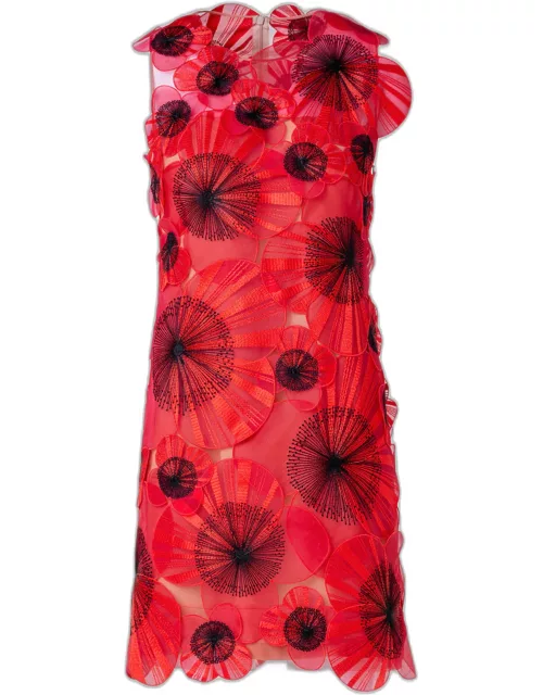 Anemone Sheath Dress with Silk Organza Floral Detai