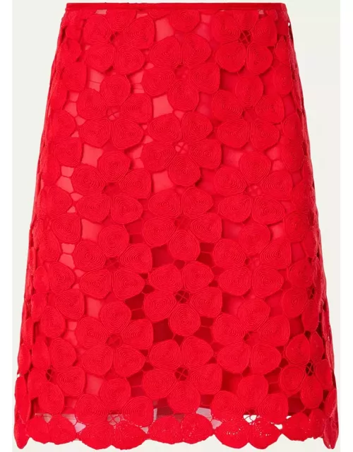 Cotton Anemones Embroidered Short Skirt