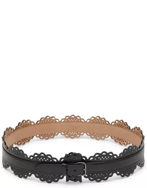 Vienne black perforated leather belt