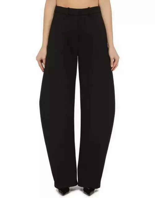 Black rounded wool trouser